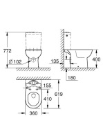 Grohe Bau Ceramic álló WC csésze monoblokk WC-hez, alpin fehér 39428000