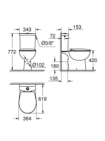 Grohe Bau Ceramic hátsó kifolyású monoblokkos WC szett tartállyal és ülőkével, alpin fehér 39496000