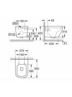 Grohe Euro Ceramic perem nélküli fali WC, alpin fehér 39538000
