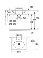 Grohe Essence mosdókagyló 60cm, PureGuard bevonattal 3956500H