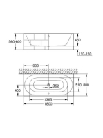 Grohe Essence beépíthető 180x80 kád, EasyClean bevonattal 3962000H