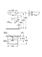 Grohe Start Edge Ceramic mosdó 55x40 cm, túlfolyóval és csaplyukkal, alpin fehér 39949000