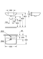 Grohe Start Edge Ceramic mosdó 60x44,8 cm, túlfolyóval és csaplyukkal, alpin fehér 39950000 Kifutó!