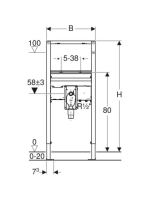 Geberit Duofix mosdó szerelőelem 112 cm, álló kivitel, vezérlődobozzal és szifonnal 111.556.00.1