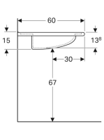 Geberit Vitalis akadálymentes mosdó 65x60 cm, csaplyukkal és túlfolyóval 121766000