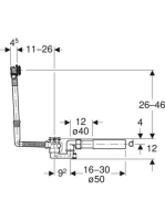 Geberit excenteres kádlefolyó készlet és összefolyó, d52, 150.700.00.6 (150700006)