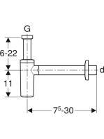 Geberit hátsó kifolyású búraszifon mosdóhoz d32, szeleptakaró rózsával, matt fekete 151.034.14.1
