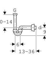 Geberit csőszifon vízszintes kifolyással, fényes króm 151.105.21.1