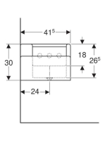 Geberit Bambini gyermekmosdó három mosdócsaptelephez 139x41,5 cm, túlfolyó nélkül, alacsonyabb mosdó bal oldalon 430300016