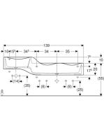 Geberit Bambini gyermekmosdó három mosdócsaptelephez 139x41,5 cm, túlfolyó nélkül, alacsonyabb mosdó jobb oldalon 430350016
