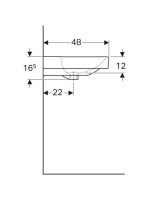 Geberit Smyle Square mosdó 90x48 cm, 2 csapfurattal és túlfolyóval 500.252.01.1