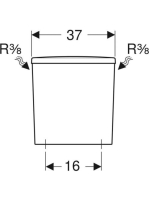 Geberit Selnova Square monoblokk falon kívüli öblítőtartály, 2 mennyiséges öblítés, oldalsó vízcsatlakozással 500267011 (500.267.01.1)