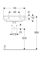 Geberit Selnova Square mosdó 55 cm, csaplyuk nélkül, túlfolyóval 500.291.01.7