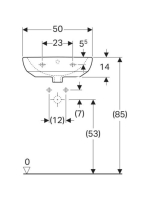 Geberit Selnova kézmosó 50x41 cm túlfolyóval, csaplyuk nélkül, fehér 500.294.01.7