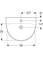 Geberit Selnova mosdó csaplyukkal és túlfolyóval 65x50 cm, fehér 500.297.01.7