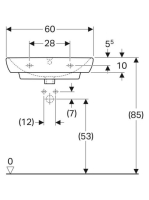 Geberit Selnova Square mosdó csaplyukkal és túlfolyóval 60 cm, fehér 500.300.01.7