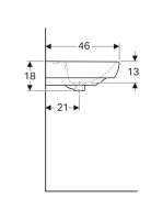 Geberit Selnova Square mosdó csaplyukkal és túlfolyóval 60 cm, fehér 500.300.01.7