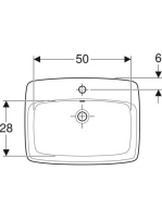 Geberit Selnova Square beépíthető mosdó 60x50 cm, csaplyukkal és túlfolyóval 500.307.01.7