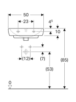 Geberit Selnova Square kézmosó 50x42 cm, csaplyukkal és túlfolyóval 500.310.01.7