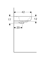 Geberit Selnova Square kézmosó 50x42 cm, csaplyukkal és túlfolyóval 500.310.01.7