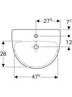 Geberit Selnova félig beépíthető mosdó 55x44 cm, csaplyukkal és túlfolyóval 500.311.01.7