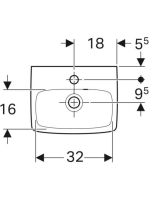 Geberit Selnova Square kézmosó 36x28 cm, aszimmetrikus túlfolyóval 500.316.01.7