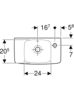 Geberit Selnova Compact jobbos kézmosó 45x25 cm, rövidített kivitel, túlfolyóval 500.318.01.5