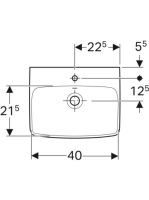 Geberit Selnova Square kézmosó 45x35 cm, csaplyukkal és túlfolyóval 500.322.01.7