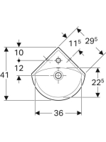Geberit Selnova sarok kézmosó 41,5x41 cm, csaplyukkal és túlfolyóval 500.326.01.5