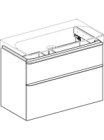 Geberit Smyle Square alsó szekrény mosdóhoz fiókkal 88,4x47 cm, magasfényű fehér 500.354.00.1