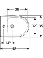 Geberit Selnova Compact falhoz illeszkedő álló bidé 35,5x48 cm, rövidített kivitel 500.482.01.7
