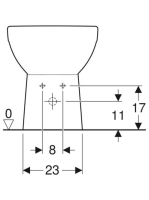 Geberit Selnova Square falhoz illeszkedő álló bidé 35x53 cm, túlfolyóval 500.483.01.7