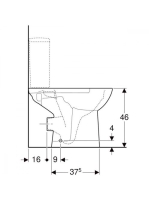 Geberit Selnova mélyöblítésű kerámia álló monoblokk WC csésze hátsó kifolyású, Rimfree 500.486.01.7