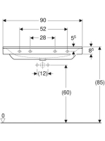 Geberit Xeno² mosdó 90x48 cm, csaplyuk és túlfolyó nélkül, KeraTect bevonattal, fehér 500.532.01.1