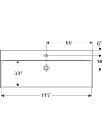 Geberit Xeno² mosdó 120x48 cm, csaplyukkal, túlfolyó nélkül, KeraTect bevonattal, fehér 500.551.01.1