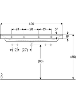 Geberit Xeno² mosdó 120x48 cm, csaplyukkal, túlfolyó nélkül, KeraTect bevonattal, fehér 500.551.01.1