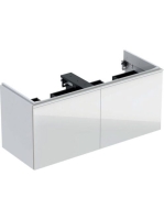 Geberit Acanto alsó szekrény dupla mosdóhoz, két fiókkal 120 cm magasfényű fehér/fényes fehér üveg (500.613.01.2)