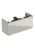 Geberit Acanto alsó szekrény dupla mosdóhoz, két fiókkal 120 cm matt homokszürke/fényes homokszürke üveg (500.613.JL.2)