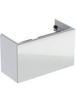 Geberit Acanto alsó szekrény mosdóhoz, egy fiókkal egy belső fiókkal rövidített kivitel 90 cm magasfényű fehér/fényes fehér üveg (500.616.01.2)