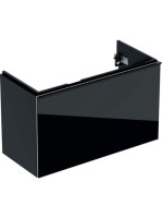 Geberit Acanto alsó szekrény mosdóhoz, egy fiókkal egy belső fiókkal rövidített kivitel 90 cm matt fekete/fényes fekete üveg (500.616.16.1)