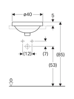 Geberit VariForm kerek beépíthető mosdó 40 cm, túlfolyó nélkül, fehér 500.703.01.2 (500703012)