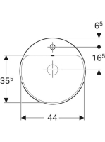 Geberit VariForm kerek beépíthető mosdó 48 cm, csaplyuk-peremmel 500.705.01.2
