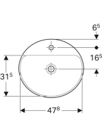 Geberit VariForm beépíthető mosdó 50 cm, ovális, csaplyuk-peremmel, túlfolyó nélkül, alul mázas 500.715.01.2 (500715012)