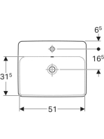 Geberit VariForm beépíthető szögletes mosdó 55 cm, csaplyuk-peremmel, túlfolyóval 500.741.01.2