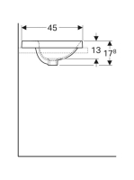 Geberit VariForm beépíthető szögletes mosdó 55 cm, csaplyuk-peremmel, túlfolyóval 500.741.01.2