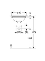 Geberit VariForm alulról beépíthető kerek mosdó 39 cm, túlfolyóval 500.744.01.2