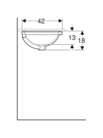 Geberit VariForm alulról beépíthető ovális mosdó 48 cm, túlfolyóval 500.748.01.2