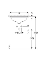 Geberit VariForm alulról beépíthető ovális mosdó 48 cm, túlfolyó nélkül 500.750.01.2
