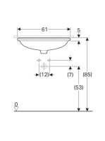 Geberit VariForm alulról beépíthető elliptikus mosdó 61 cm, túlfolyóval 500.757.01.2