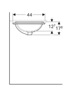 Geberit VariForm alulról beépíthető szögletes mosdó 53 cm, túlfolyóval 500.760.01.2